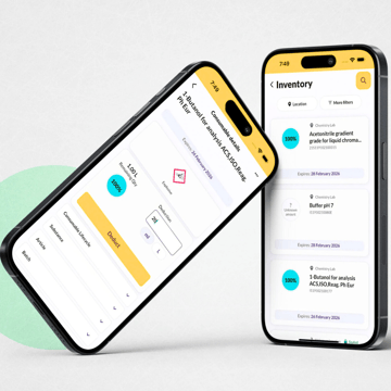 two smartphones displaying Merck KGaA app in use 